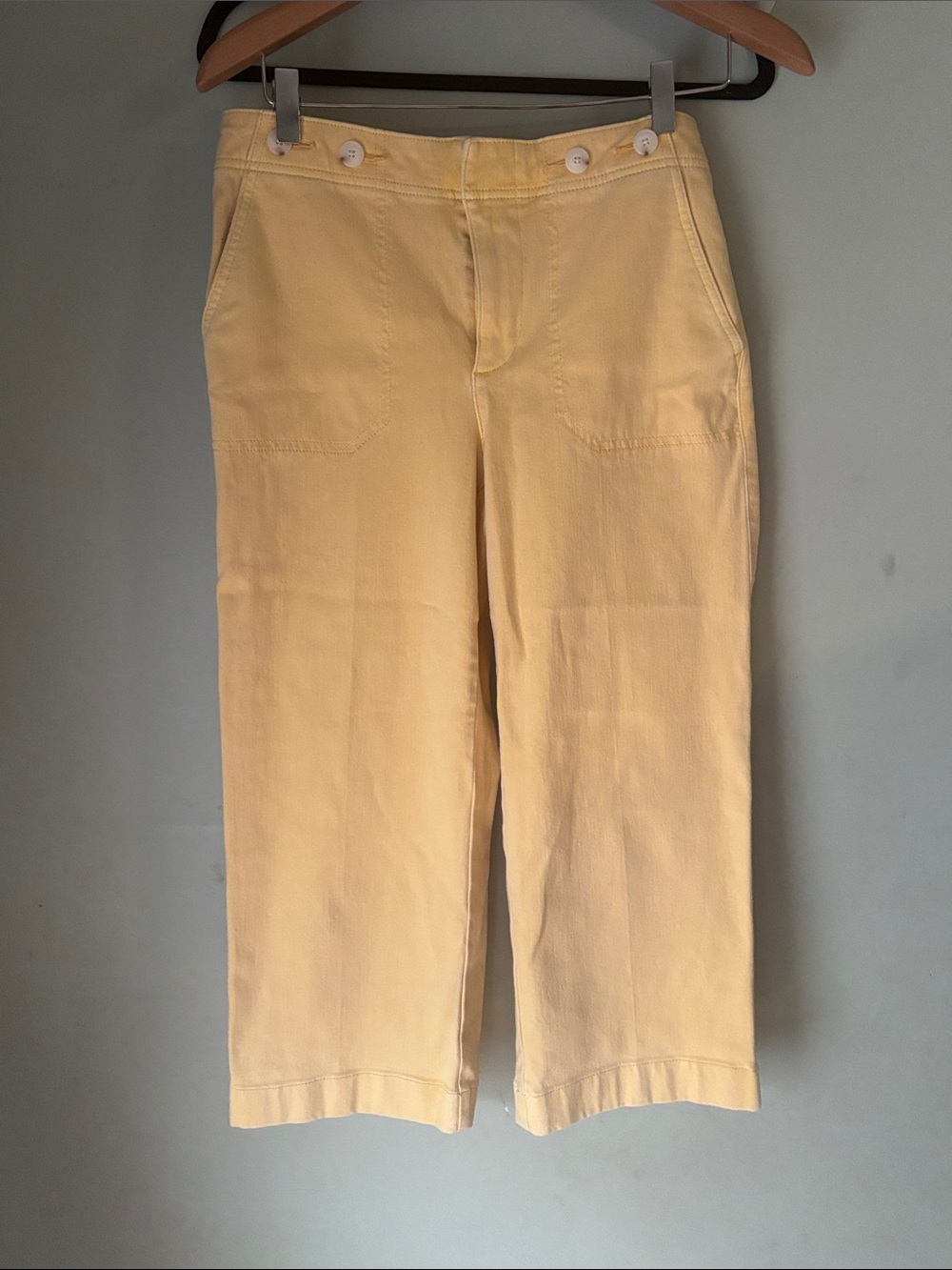 Yellow Cropped Wide-Leg denim Pants